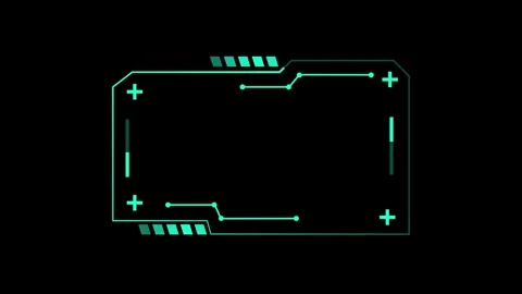 Futuristic neon HUD frame display animation isolated on black background Stockbeeldmateriaal 332722434