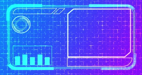 Futuristic Neon HUD Interface Background with Animated Digital Grid in 4K. Stock Footage 339565467