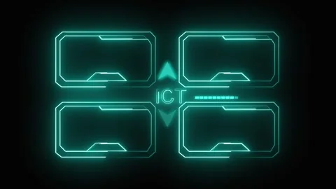Futuristic neon HUD interface frames on dark. Futuristic neon HUD for digit.. Stock Footage 337815308