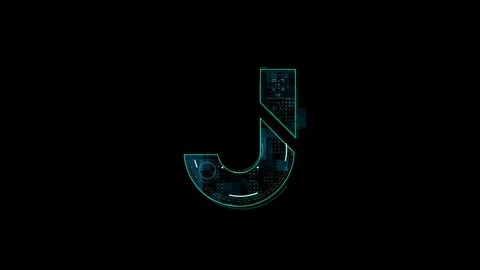Futuristic Neon J Letter with Sci-Fi Circuit Aesthetic Design Video stock 341918043