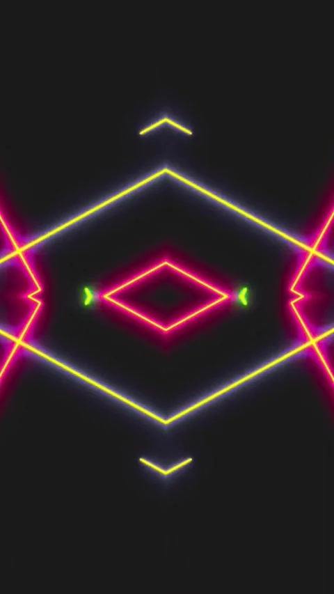 Futuristic neon light background with green and pink laser lines for technology Video stock 347484672
