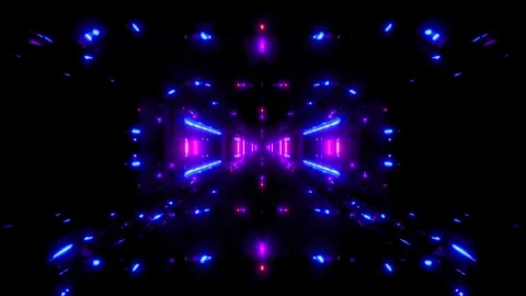 Futuristic neon light design. Glowing purple and blue abstract background Video stock 334275242