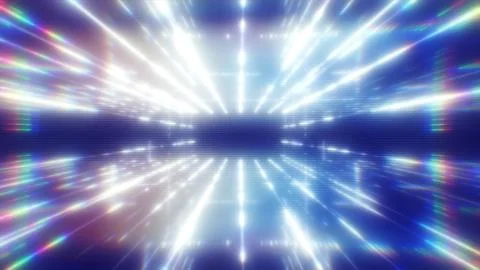 Futuristic Neon Light Grid Tunnel Sci-Fi Cyber Background Stock Illustration