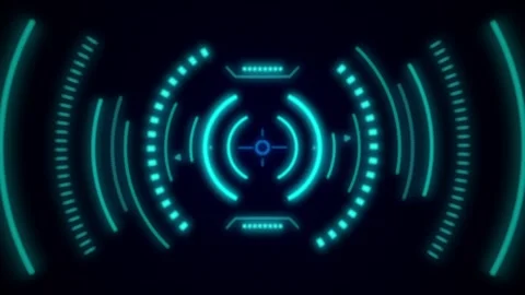 Futuristic Neon Light HUD Interface Design with Blue Tech Elements Stock-Footage 341917978