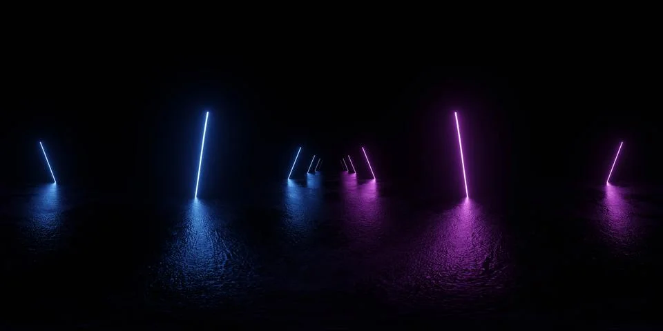 Futuristic Neon Light Reflection in Dark Space 360 vr panorama Stock Illustration