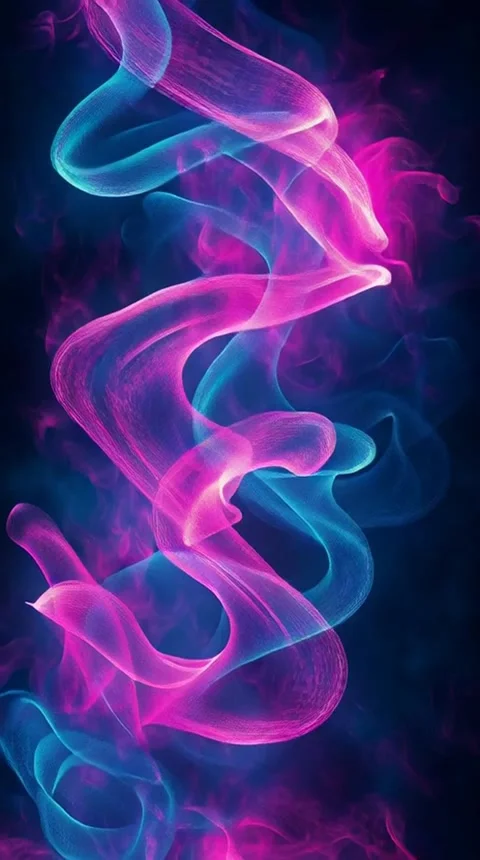 Futuristic Neon Light Ribbons Twisting Through Dark Space Stock Footage 312301769