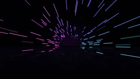 Futuristic neon light speed lines tunnel Stock Footage 342366795