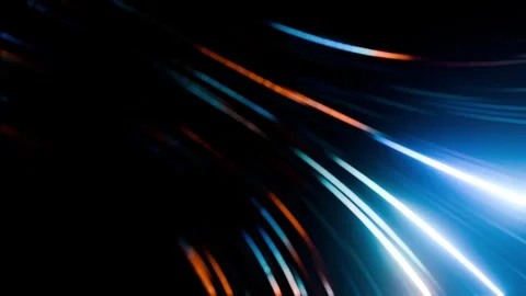 Futuristic neon light trails speed lines on dark background Stock Footage 334998597