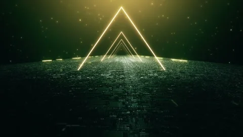 Futuristic Neon Light Triangle Deep Loop Stock Footage 320214844