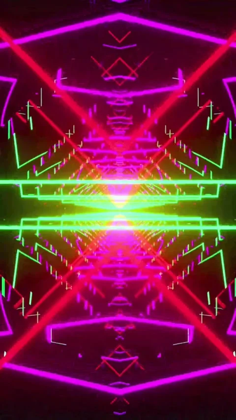 Futuristic neon light tunnel background for technology and digital design Stock Footage 347484657
