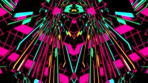 Futuristic Neon Light VJ Backgrounds 3. Motion Graphic Visual Show Loop Stock Footage 347214775