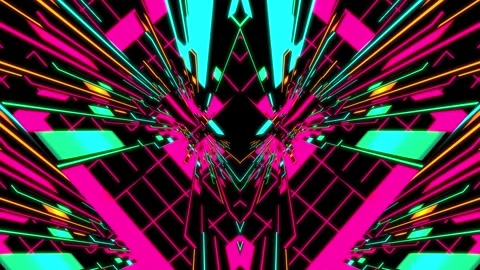 Futuristic Neon Light VJ Backgrounds 2. Motion Graphic Visual Show Loop Stock Footage 347214776