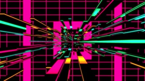 Futuristic Neon Light VJ Backgrounds 1. Motion Graphic Visual Show Loop Stock Footage 347214788
