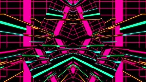 Futuristic Neon Light VJ Backgrounds 4. Motion Graphic Visual Show Loop Stock Footage 347214795