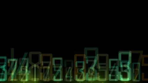 Futuristic neon lights numbers background Stock Footage 254796040