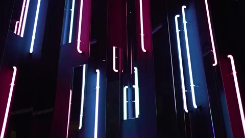 Futuristic neon lines. Abstract background of blue and red colors Stock Footage 147190034