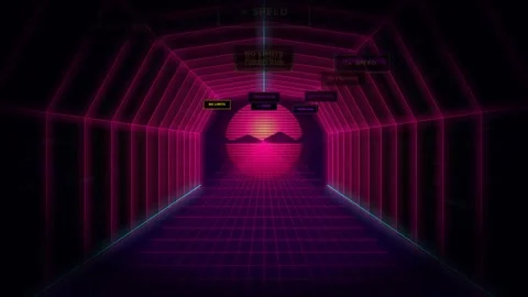 Futuristic neon-lit tunnel motion with vibrant pink and purple hues for dig.. 库存影片 342559256