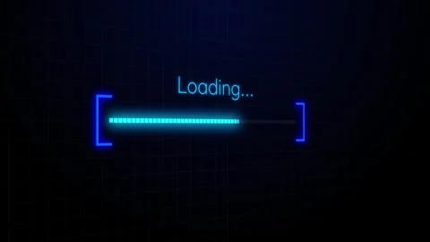 Futuristic Neon Loading Bar Animation with HUD Interface Technology Style Stock Footage 332447185