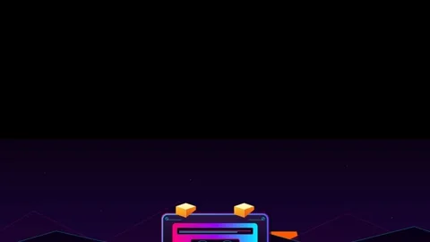 Futuristic Neon Loading Bar with Cubes on Dark Background. Stock Footage 337116843