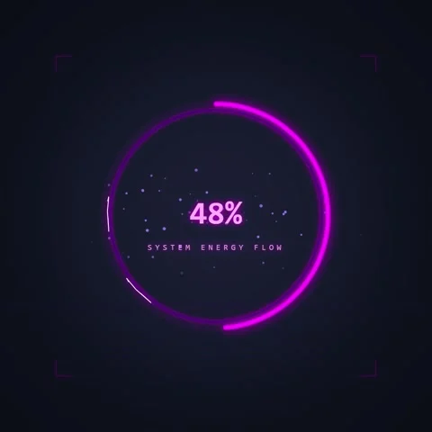 Futuristic Neon Loading Circle with 0% System Energy Text - Sci-Fi UI Element Stock Footage 348199679