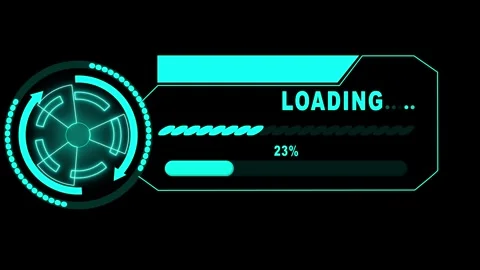 Futuristic neon loading indicator with text box. Loading indicator progress.. Stock Footage 337369488
