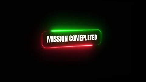 Futuristic Neon Mission Completed Text animation isolated on black background Stock Footage 321240119