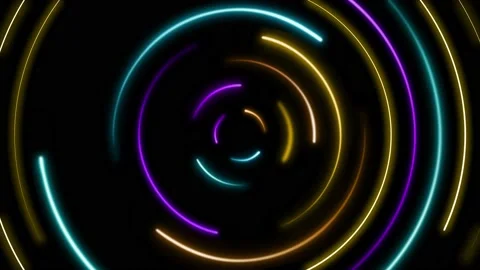 Futuristic Neon Multicolored Circles Animation. Stock Footage 239434503