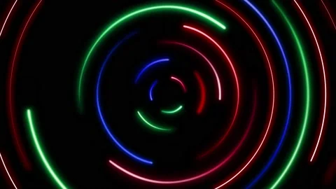 Futuristic Neon Multicolored Circles Animation. Stock Footage 239434511