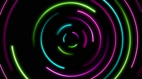 Futuristic Neon Multicolored Circles Animation. Stock Footage 239434519