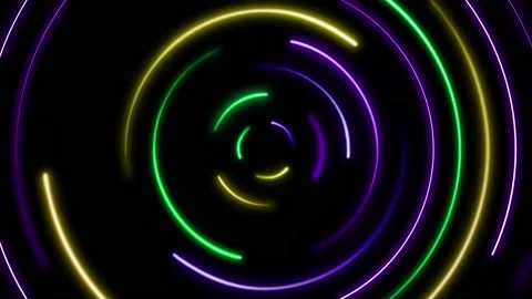 Futuristic Neon Multicolored Circles Animation. Stock Footage 239434573
