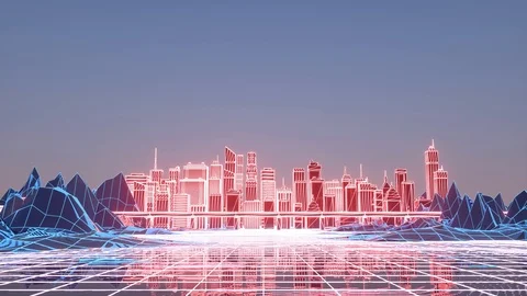 Driving In Retro Futuristic Neon City Screensaver 4K on Make a GIF