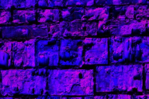 Futuristic neon pink blue lighting brick wall for background Stock Photos