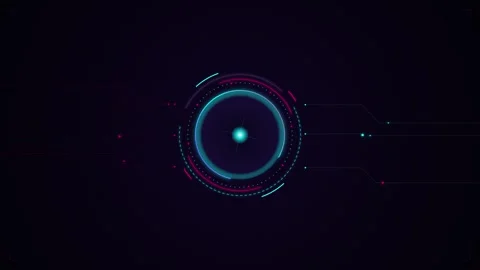 Futuristic Neon Pink Quantum Core HUD Cyber Loop Motion Graphic Stock Footage 341736810