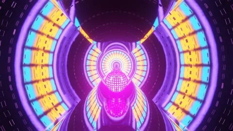Futuristic Neon Portal: Sci-Fi Cyber Light Tunnel Stock Footage 303142114