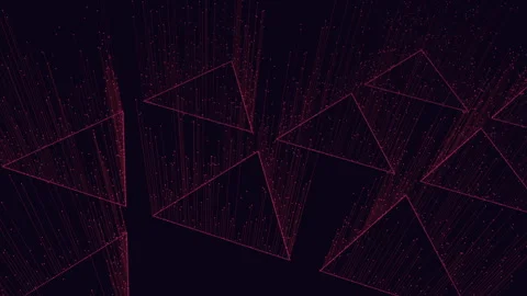Futuristic neon pyramid data streams on dark background abstract technology Stockbeeldmateriaal 334139077