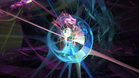 Futuristic Neon Quantum Sphere and Laser Web Animation Stock Footage 345969964