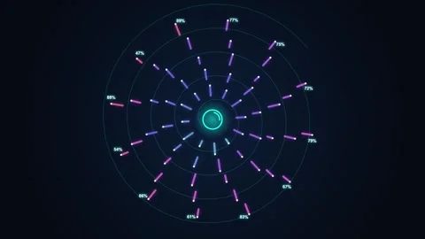 Futuristic Neon Radar Chart UI Element with Glowing Lines and Data Points Stock Footage 347560483