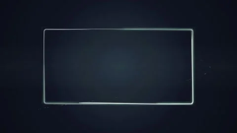 Futuristic Neon Rectangle Frame on Dark Textured Background - Digital Abstr.. Stock Footage 348074196