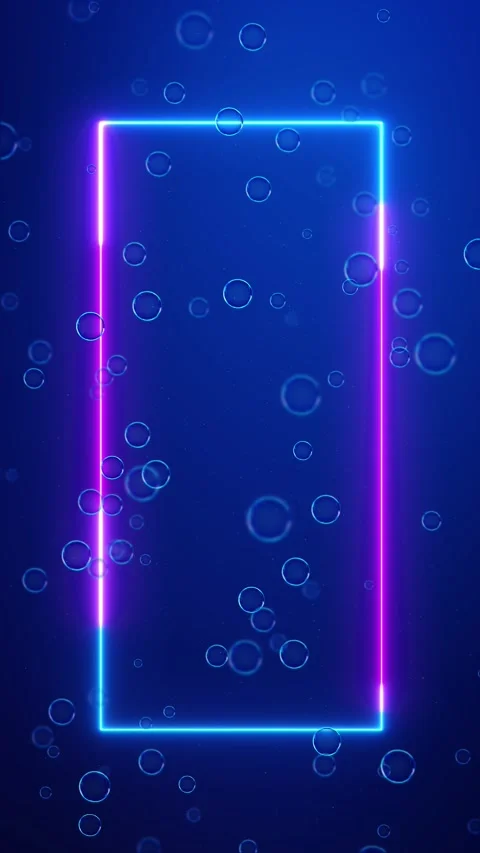 Futuristic Neon Rectangle Frame Glowing Abstract Background, gradient floating b Stock Footage 342781856