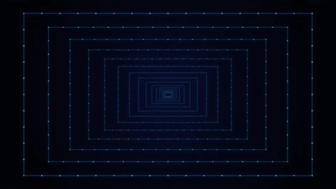 Futuristic neon rectangle tunnel moving through digital grid space in seaml.. Vídeo Stock 347195612