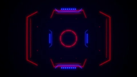 Futuristic Neon Red Blue Technology Concept Design in Dark Abstract Backgroun Stock Footage 341917987