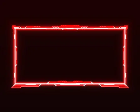 Futuristic neon red border stream overlay screen panel frame template Stock Illustration