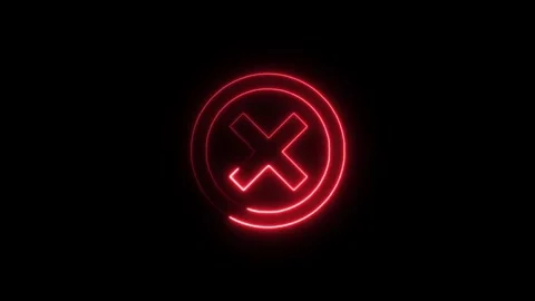 Futuristic Neon Red Cross Icon with Circular Light Effects Stock Footage 344860982