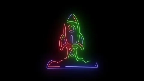  Futuristic neon rocket launching animation stock footage for technology and spa Stock Footage 317925998