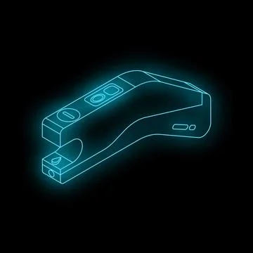 Futuristic neon scanner emitting light in dark environment Illustrazione stock
