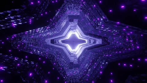 Futuristic Neon Sci-Fi Star Digital Abstract Glow Stock Footage 303139775