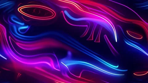 Futuristic Neon Seamless Loop with Abstract Psychedelic Glowing Lines Stock Footage 315383070