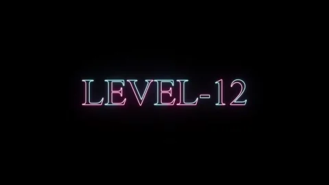 Futuristic neon sign displaying 'LEVEL-12' with a glowing effect, represent.. 動画素材 331531013