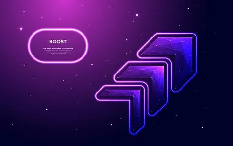 Futuristic neon speed arrow up. Boost and fast growth cyberpunk icon Stock Illustration
