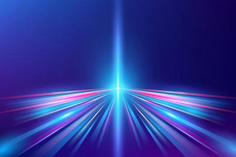 Futuristic neon speed motion rays, glowing digital background Stock Illustration